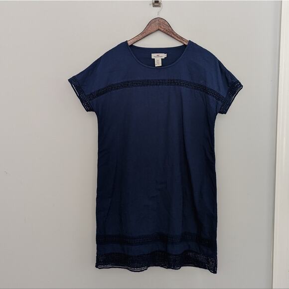 Vineyard Vines Blue Cotton Lace Trim Shift Size Small Short Sleeve - Picture 1 of 7